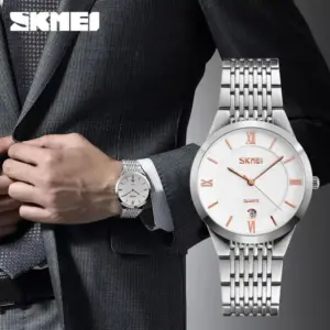 ست ساعت مچی عقربه ای زنانه و مردانه اسکمی مدل 9139WTGD - Image 4